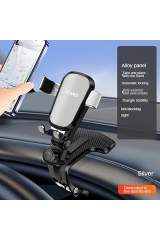 Boatshop1 Lcars Araba Gösterge Paneli Telefon Tutucu Gümüş Kaymaz Silikon Kelepçe 360 Derece Ayarlanabilir Tüm Telefonlar Için Dayanıklı Abs
