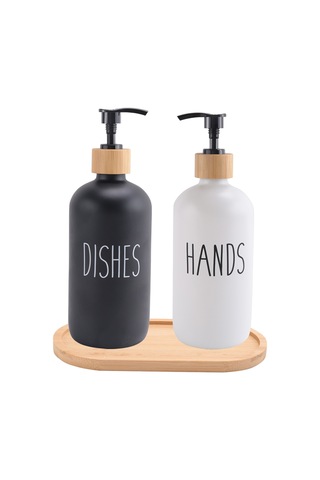 Xiaaokeji Mutfak Lavabosu İçin El Ve Bulaşık Deterjanı Dispenseri Tepsili, Siyah Ve Beyaz Siyah-beyaz