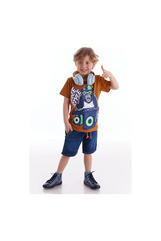 Denokids Mushi Dj Erkek Çocuk Tshirt-Kot Şort Takım Çok Renkli