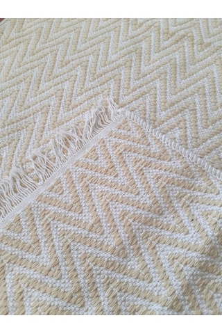 Pamuklu Cotton Kilim Çift Taraflı Yıkanabilir Dekoratif 80x150 - Sarı V1 Siyah - Beyaz