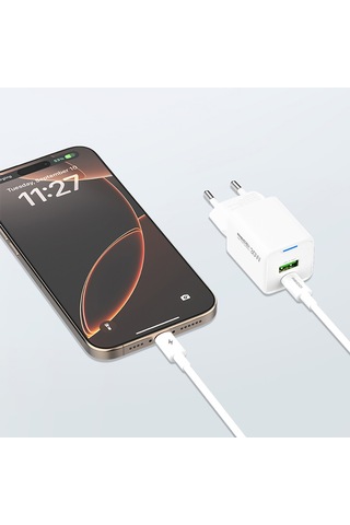 Recci Rc107e Type-c Pd & Usb-a Gan Teknolojili Hızlı Şarj Başlığı 30w Beyaz