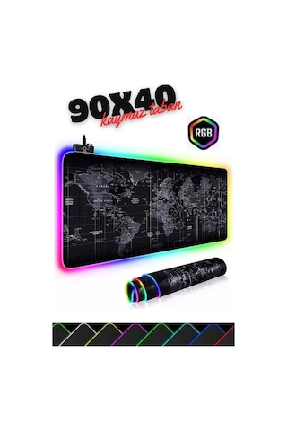 Miaxtreme 90x40 Rgb Dünya Desenli Mouse Pad Led Işıklı Su Geçirmez Dünya Desen Gaming Mousepad 90x40