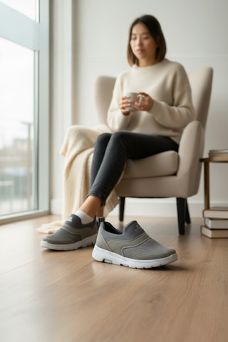 Enoch Erkek Bağcıksız Pratik Yürüyüş Ayakkabısı - Fileli Rahat Kalıp Slip-on Gri