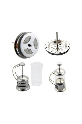 French Press Kahve Filtre Bitki Çayı Demleme Kupası Metal 350 ML Metal