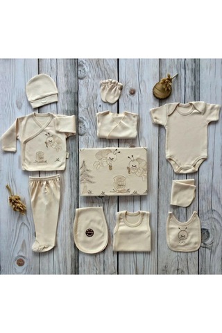 İpeksi Baby Yenidoğan 0-4 Ay Unisex Organik Bebek Zıbın Seti 11'li Çok Renkli