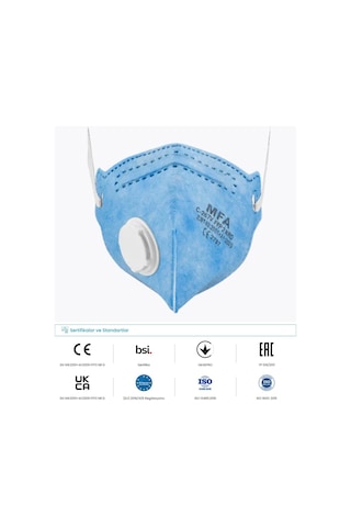 Mfa C-267v Ffp2 Nr D Ventilli Katlanabilir Toz Maskesi - Hydro-charging Filtre, Baret Uyumlu