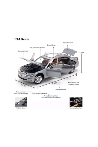 Scowetto Bmw 760 Araba Bmw 7 Serisi Araba 1:24 Diecast Metal Model Araba Koleksiyon Araba Sesli Işıklı
