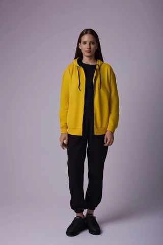 Defys Defy S Kadın Oversize Kapüşonlu Fermuarlı Cepli Sweatshirt Sarı - 527346818 Sarı