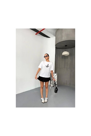 Butik İstanbul Kısa Kol Baskılı T-shirt - Beyaz