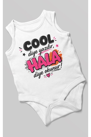 Morivokids Cool Diye Yazılır Hala Diye Okunur Sıfır Kol Bebek Body %100 Pamuk Beyaz