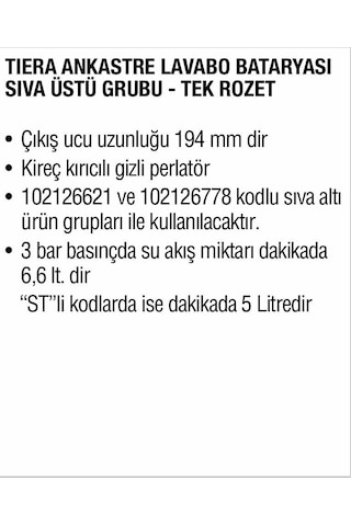 Eca Tiera Lavabo Bataryası Sıvaaltı Hariç - 102126620 Diğer