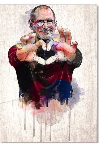 Cakasepetim Steve Jobs Kalp Görsel Ahşap Mdf Tablo