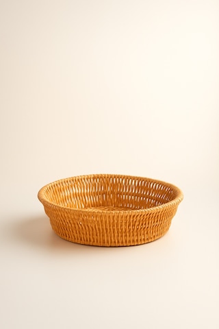 Yuvarlak Örgü Hasır Ekmek & Servis Sepeti 25 Cm Bej