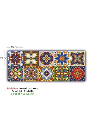 Kendinden Yapışkanlı Karnaval Desenli Pvc Karo 15x15 Cm 5 Li Paket
