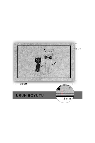 Tasarımlı Dekoratif Kapı Önü Paspas, Dış Mekan/ev İçi/banyo/mutfak/yatak Odası/giriş Paspasları Cute Cats, Çok Renkli