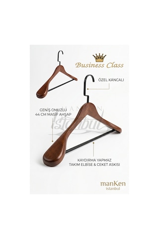 20 Adet Delüks Masif Ceviz Ahşap Ev Ve İş Yeri İçin 44 Cm Ahşap Ceket Askısı - Ahşap Elbise Askısı