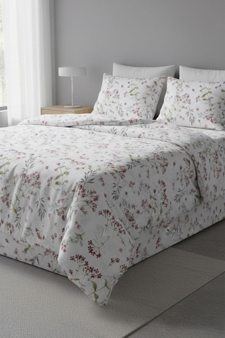 Floral Breeze %100 Pamuk Çift Kişilik Nevresim Takımı 200x220 Cm Beyaz