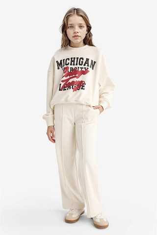 Defacto Kız Çocuk 2li Takım Baskılı Sweatshirt Eşofman Altı F2564a825auer238 Ekru