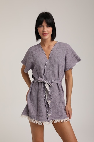 Life For Moda Kadın Kuşaklı Müslin Pareo Kimono P 80 Mor