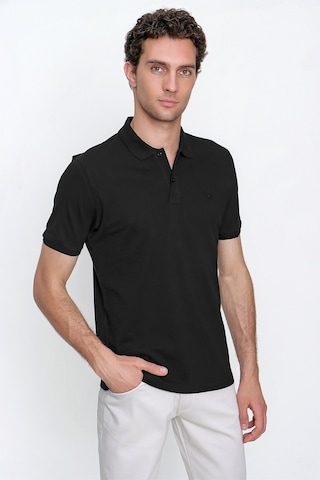 Siyah Basic Düz %100 Pamuk Slim Fit Dar Kesim Kısa Kollu Polo Yaka Tişört 99yc018011001 Siyah