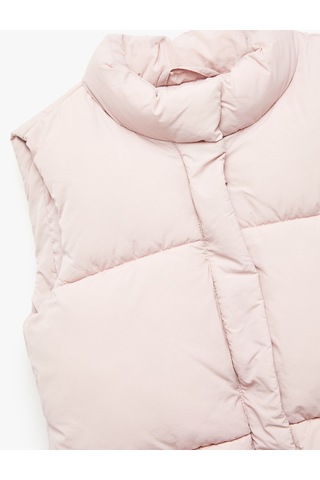 Koton Dik Yaka Fermuarlı Kolsuz Şişme Yelek Pembe 6wkg20054aw Gül