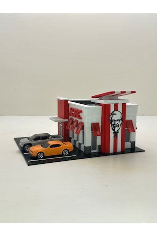 3d Baskı 1/64 Ölçekli Kfc Bina Tasarımlı Diorama Araç Sergileme Garajı