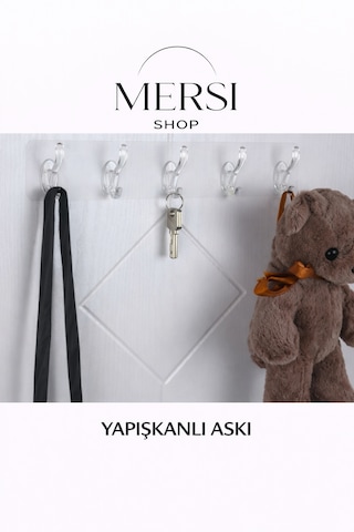 Kendinden Yapışkanlı 5 Kancalı Şeffaf Duvar Askı Seti şeffaf