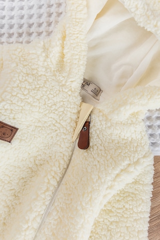 Kapüşonlu Welsoft Peluş Kışlık Kız/erkek Bebek Tulum Krem