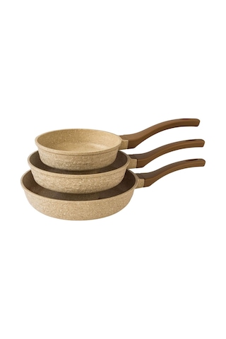 Neptün 3 Parça Döküm Tava Set Mini Cappucıno 18/22/26 Cm Yapışmaz