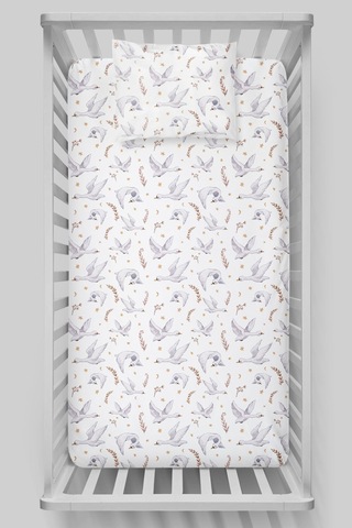 Organik Bebek Boy Lastikli Çarşaf Seti 70x130 - Kuğu Dansı