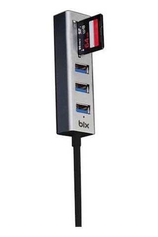 Bix BX04HB USB 3.0 Kart Okuyucu ve 3 Portlu Çoklayıcı Hub