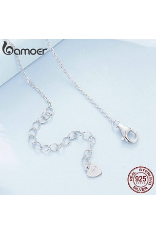 Bamoer 925 Ayar Gümüş Pırıltılı Kalp Kolye Kolye Aşk Boyun Zinciri Kadınlar İçin Yıldönümü Hediyesi Güzel Takı Gümüş