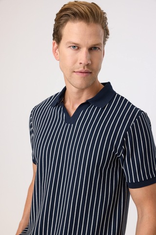 Back And Bond Regular Fit Lacivert Düğmesiz Polo Yaka Tişört Çok Renkli