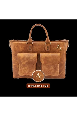 İsme Özel Askılı Cepli Evrak - Laptop Çantası - %100 Rainbow Deri - Ac09002 - Camel-129336 Siyah