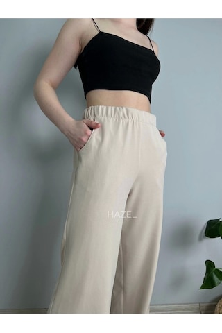 Hazel Kadın Taş Yüksek Bel Lastikli Bol Paça Pantolon-taş Taş