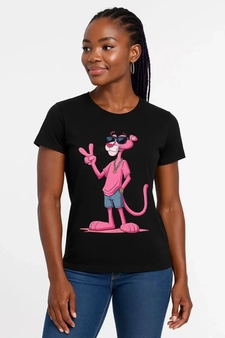 Valensdesign Bisiklet Yaka Kısa Kollu Baskılı T-shirt - Siyah