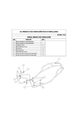 Moto Üçel Mondial Wing 50i Uyumlu Koruma Demiri