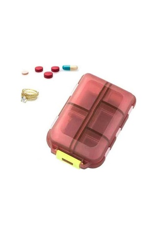 Ulzyvf 7 Bölmeli Taşınabilir Hap Kutusu - İlaç Kesici Dahil, Yaşlılar Ve Çocuklar İçin Pratik Kahverengi Kahverengi