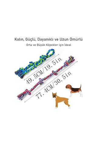 Valkyrie 2 Li Büyük Boy Köpek Halat Oyuncağı Seti Isırma Çekiştirme Diş Kaşıma Eğitim İpi