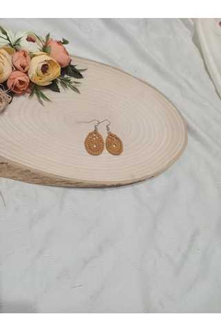 El İşi Örgü Küpe Kahverengi