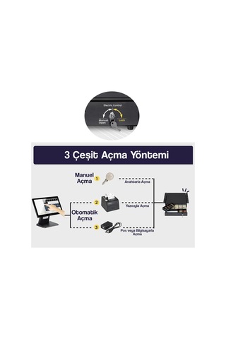 Stilmax Pr4112v Büyük Boy Elektronik Kasa Çekmecesi Çelik Gövde, 5+5 Para Bölmeli, 41 41 Cm