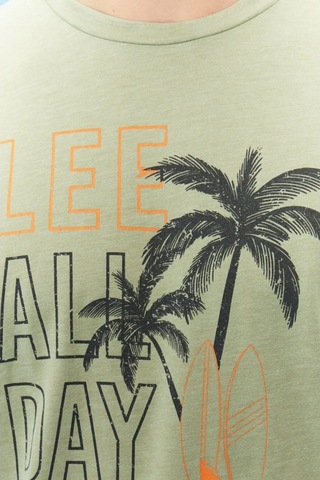 Lee Lightweight Graphic Erkek Yeşil Bisiklet Yaka Tişört L221059308 Yeşil