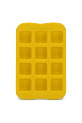 Silikon Çikolata Kalıp Tepsisi Yaratıcı Geometri Şekilli Buz Küpü Kek Dekorasyon Kalıbı, Şekil: Kare Sarı Sarı