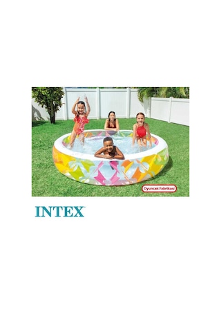 İntex 56494 Yumuşak Desenli Şeffaf Şişme Havuz 229x56 cm Çok Renkli