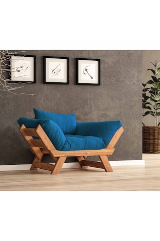 Woodesk Adalar Masif Tik-mavi Renk Berjer Cpt8156-140 Mavi