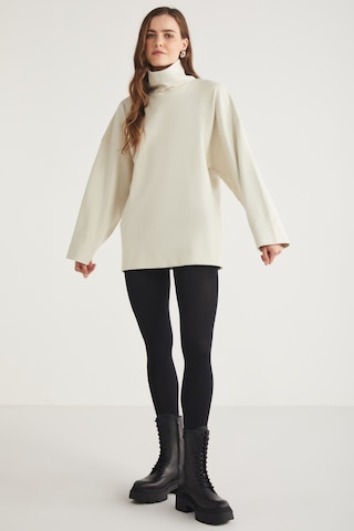 Ethıquet Hermıone Kadın %100 Organik Pamuklu Boğazlı Yaka Flare Kol Açık Bej Sweatshirt Açık Kahverengi