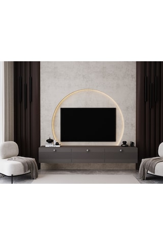 Melura Tv Ünitesi - Tv Sehpası 180 Cm Duvara Monte %100 Mdf Gri
