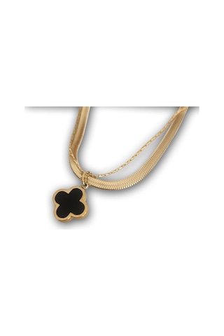 Uzel Kolye Çift Zincirli, İtalyan Zincir Siyah