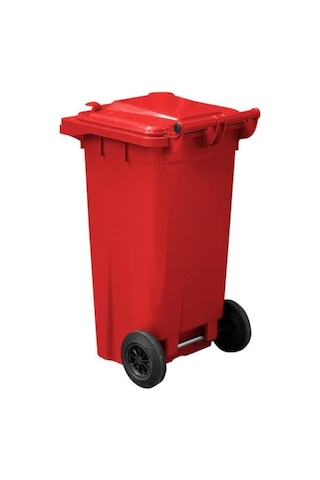 Kırmızı Plastik Çöp Konteyneri 120 Litre Konteyner - Isıya Karşı Kırmızı