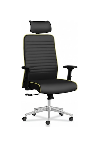 Upstyle Zirve Deri Ergonomik Çalışma Ve Yönetici Koltuğu Siyah/sarı Siyah / Sarı Biye